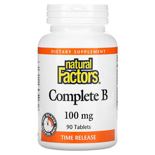 Natural Factors, полный комплекс витаминов группы В, 100 мг, 90 таблеток