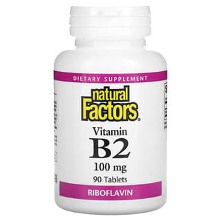 Natural Factors, 비타민B2, 리보플라빈, 100mg, 90정