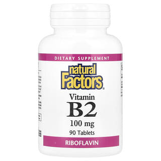 Natural Factors, Witamina B2, ryboflawina, 100 mg, 90 tabletek