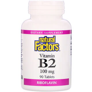 Natural Factors, витамин В2, рибофлавин, 100 мг, 90 таблеток