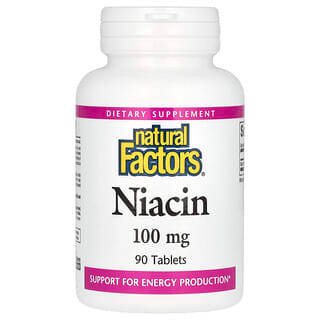 Natural Factors, Niacina, 100 mg, 90 comprimidos