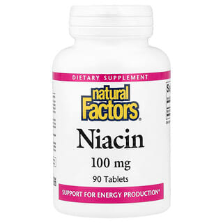 Natural Factors, Niacine, 100 mg, 90 tabletten