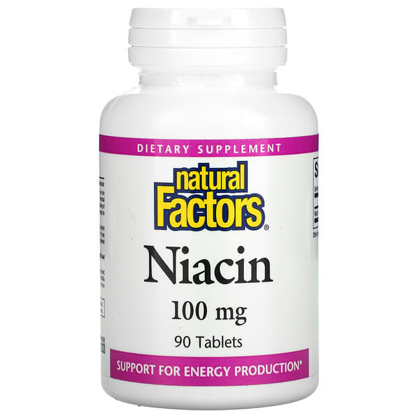 Natural Factors, ниацин, 100 мг, 90 таблеток