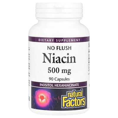 Natural Factors, Flushing-Free Niacin, 500 mg, 90 Capsules