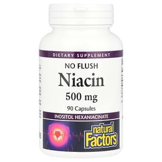 Natural Factors, Niacine sans rinçage, 500 mg, 90 capsules
