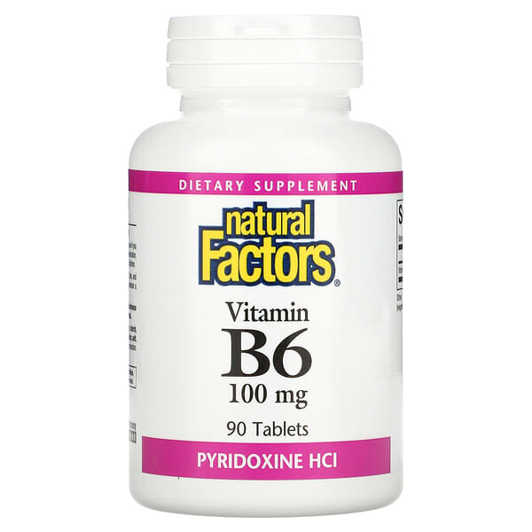 Natural Factors, ビタミンB6、ピリドキシンHCl、100mg、タブレット90粒