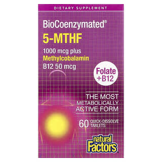 Natural Factors, BioCoenzymated®, Folate + B12, 60 Quick-Dissolve Tablets