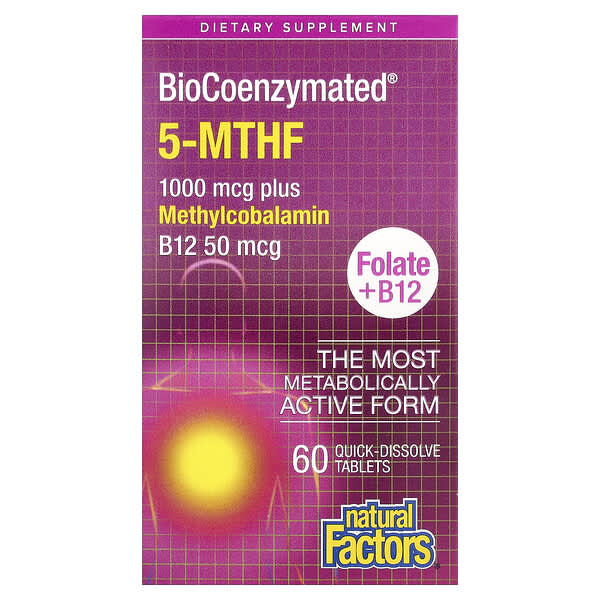 Natural Factors, BioCoenzymated®, 5-MTHF Plus Methylcobalamin, 60 Quick-Dissolve Tablets — product photo 1