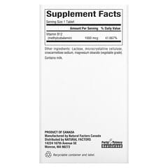 Natural Factors, B12, Mecobalamina, 1.000 mcg, 180 Comprimidos Mastigáveis