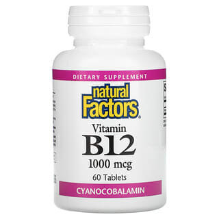 Natural Factors, Vitamine B12, 1000 µg, 60 comprimés