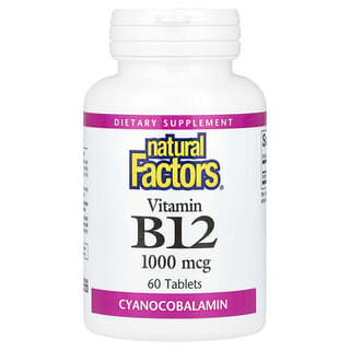 Natural Factors, Vitamina B12, 1.000 mcg, 60 comprimidos