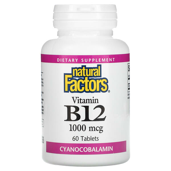 Natural Factors, Vitamina B12, 1000 mcg, 60 comprimidos