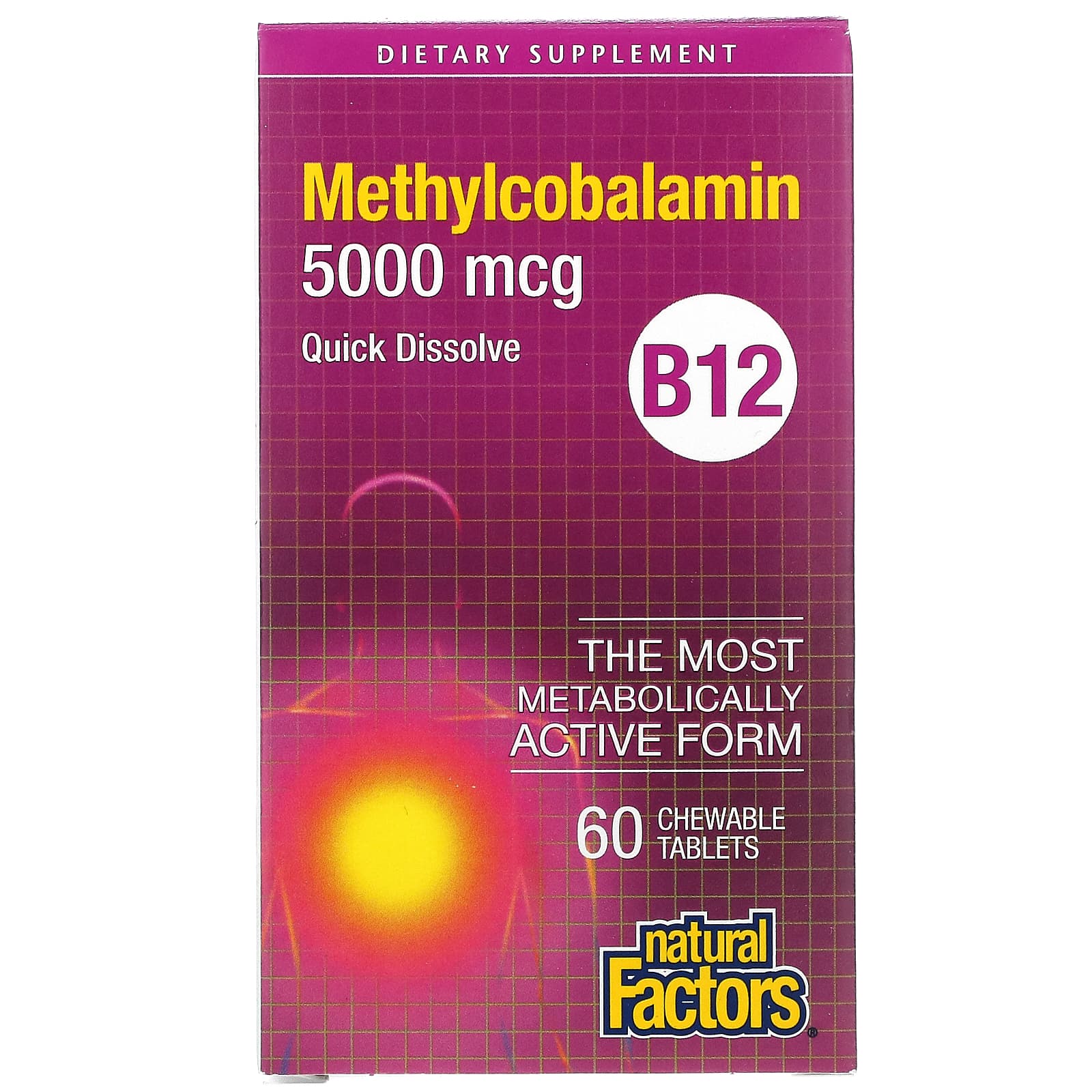 B12, メチルコバラミン, 5,000 mcg, 60錠（チュアブル）