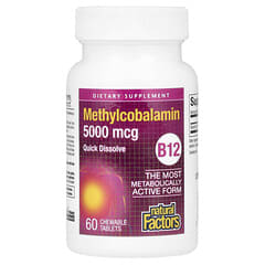 Natural Factors, Methylcobalamin, B12, 5,000 mcg, 60 Chewable Tablets