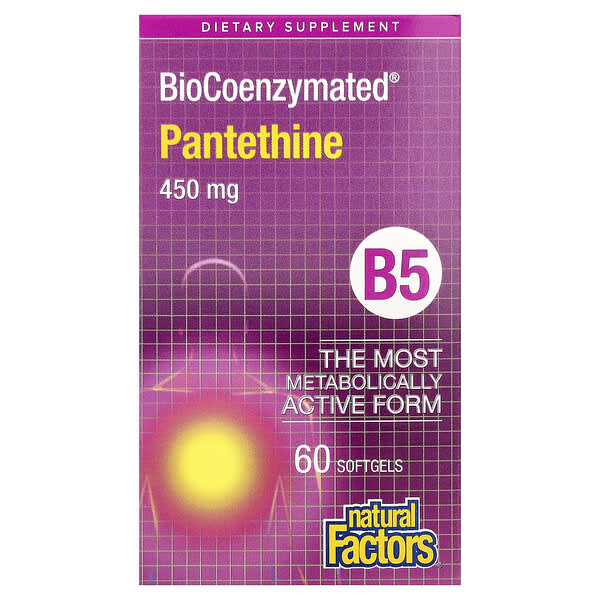 Natural Factors, BioCoenzymated®, B5, Pantethine, 450 mg, 60 Softgels — product photo 1
