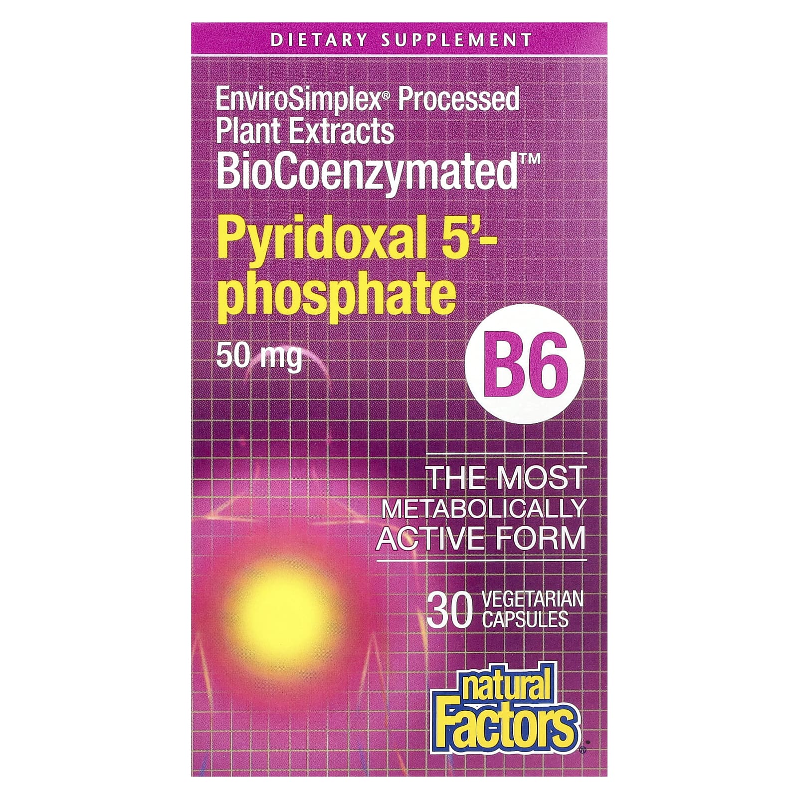 Natural Factors, BioCoenzymated, B6, Pyridoxal 5'-Phosphate, 50 Mg, 30 ...