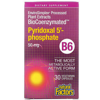 Natural Factors, BioCoenzymated, B6, Pyridoxal-5'-Phosphat, 50 mg, 30 vegetarische Kapseln