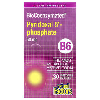 ناتورال فاكتورز, BioCoenzymated® ، فيتامين ب 6 ، بيريدوكسال 5'-فوسفات ، 50 ملجم ، 30 كبسولة نباتية