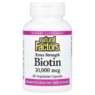 Natural Factors, Biotina de concentración extra, 10.000 mcg, 60 cápsulas vegetales
