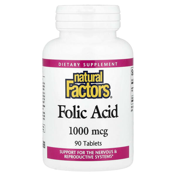 Natural Factors, Folic Acid, 90 Tablets — product photo 1