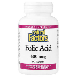 Natural Factors, Acid folic, 400 mcg, 90 tablete
