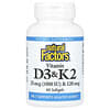 Vitamines D3 et K2, 25 µg (1000 UI) et 120 µg, 60 capsules à enveloppe molle