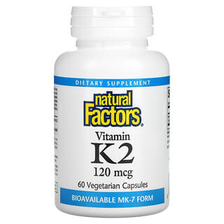 Natural Factors, Vitamina K2, 100 mcg, 60 cápsulas vegetales