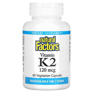 Natural Factors, Vitamina K2, 100 mcg, 60 Cápsulas Vegetarianas