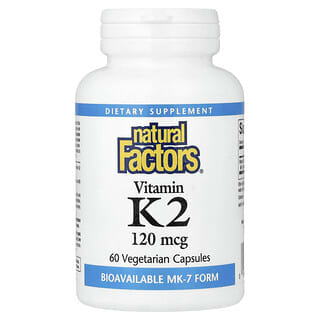 Natural Factors, витамин K2, 100 мкг, 60 вегетарианских капсул