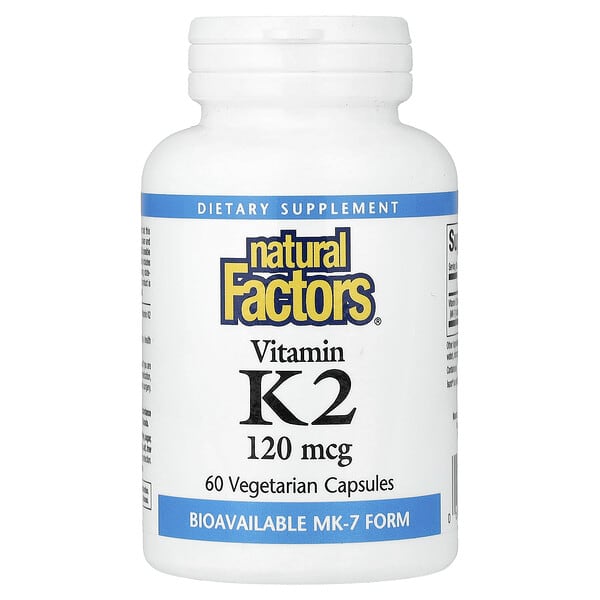 Natural Factors, K2 Vitamini, 120 mcg, 60 Vejetaryen Kapsül