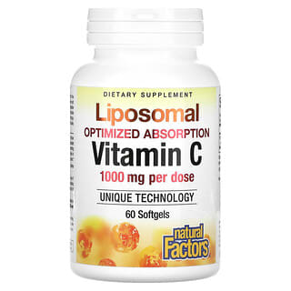 Natural Factors, Vitamina C Lipossomal, 1.000 mg, 60 Cápsulas Softgel (500 mg por Cápsula Softgel)