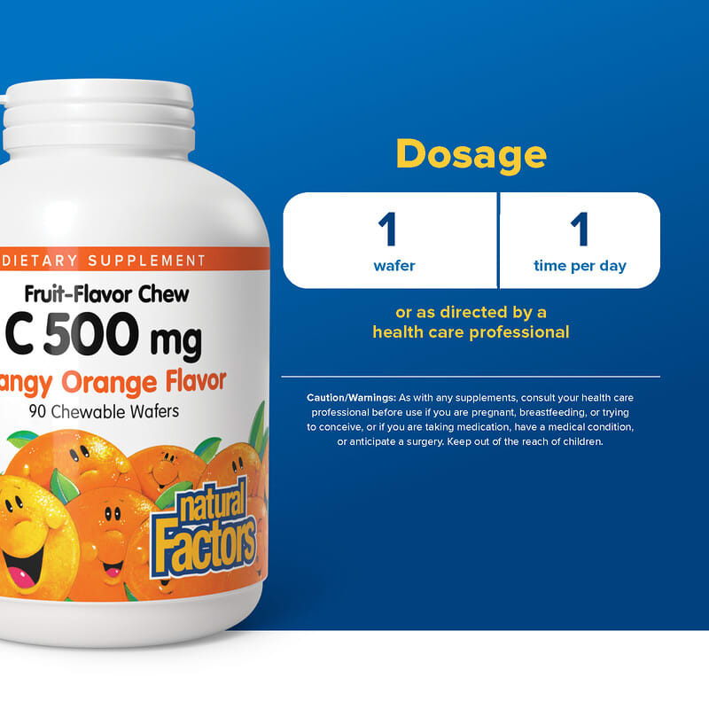 ビタミンC、フルーツ味のチュアブル、タンギーオレンジ、500mg