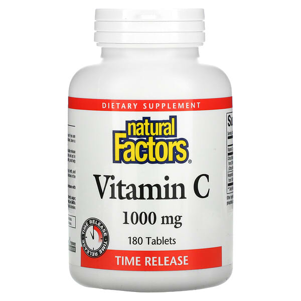 Natural Factors, Vitamina C, Liberación prolongada, 1000 mg, 180 comprimidos