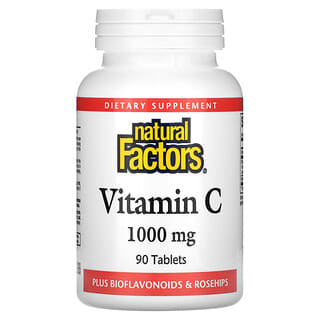 Natural Factors, Vitamina C, con bioflavonoides y rosa mosqueta, 1000 mg, 90 comprimidos