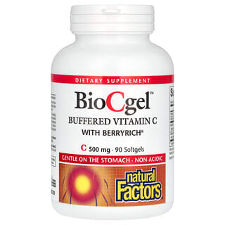 Natural Factors, BioCgel, Vitamina C Tamponada com BerryRich, 500 mg, 90 Cápsulas Softgel