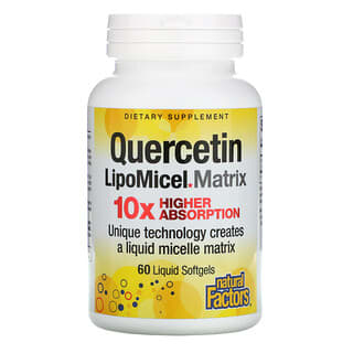 Natural Factors, кверцетин, в мицеллярной форме LipoMicel, 60 капсул с жидким содержимым