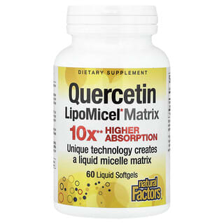 Natural Factors, Quercétine, Matrice LipoMicel, 250 mg, 60 capsules à enveloppe molle liquides