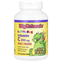 Big Friends, Chewable Vitamin C, Tangy Orange, 250 mg, 90 Chewable