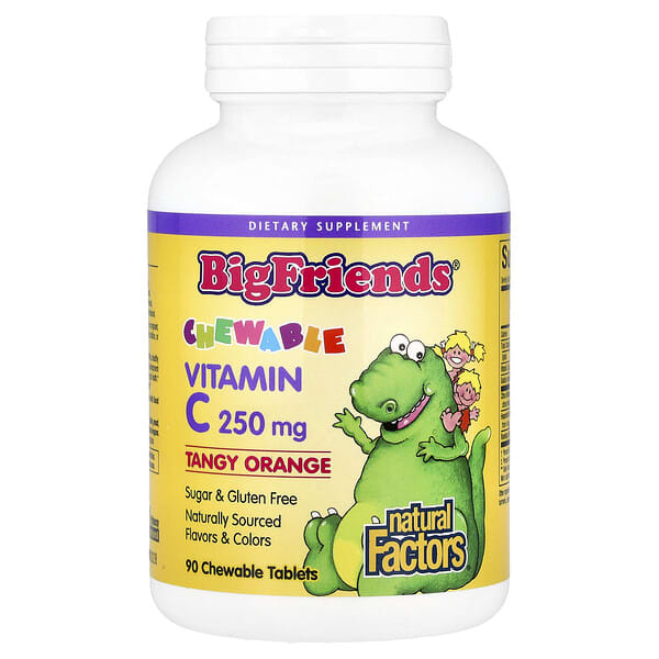 Natural Factors, Big Friends®, Chewable Vitamin C, Tangy Orange, 250 mg, 90 Chewable Tablets — product photo 1