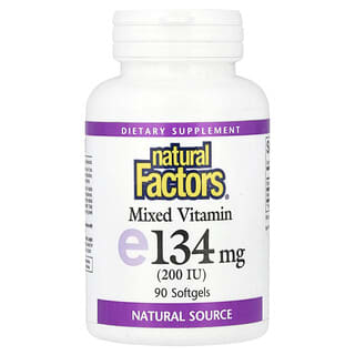 Natural Factors, Vitamina E mixta, 200 UI, 90 cápsulas blandas