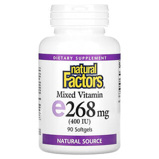 Natural Factors, Vitamina E mixta, 268 mg (400 UI), 90 cápsulas blandas