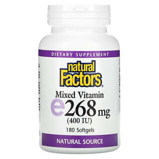 Natural Factors, Vitamine E mixée, 400 UI, 180 Gélules souples