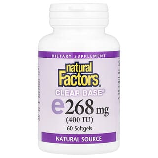 Natural Factors, Clear Base Vitamin E, 268 мг (400 МЕ), 60 мягких таблеток