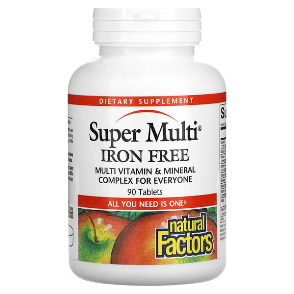 Natural Factors, Super Multi, Sin Hierro, 90 Tabletas