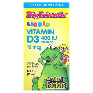 Natural Factors, Big Friends, Vitamina D3 líquida, 10 mcg y 400 UI, 15 ml (0,5 oz. Líq.)