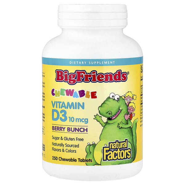Big Friends®, Chewable Vitamin D3, Berry Bunch, 10 mcg (400 IU), 250 Chewable Tablets