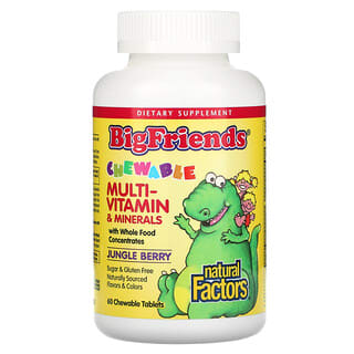 Natural Factors, Big Friends, жевательные мультивитамины и минералы, со вкусом ягод, 60 жевательных таблеток