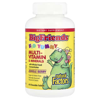 Natural Factors, Big Friends®, Multi-Vitamin & Minerals, Jungle Berry, 60 Chewable Tablets