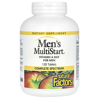 Natural Factors, MultiStart para hombres, Suplemento con vitaminas de una ingesta diaria para hombres, 120 comprimidos
