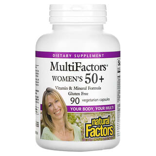 Natural Factors, MultiFactors สำหรับผู้หญิงอายุ 50+ บรรจุแคปซูลมังสวิรัติ 90 แคปซูล